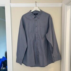 Casual Blue Checkered Button-Down Shirt